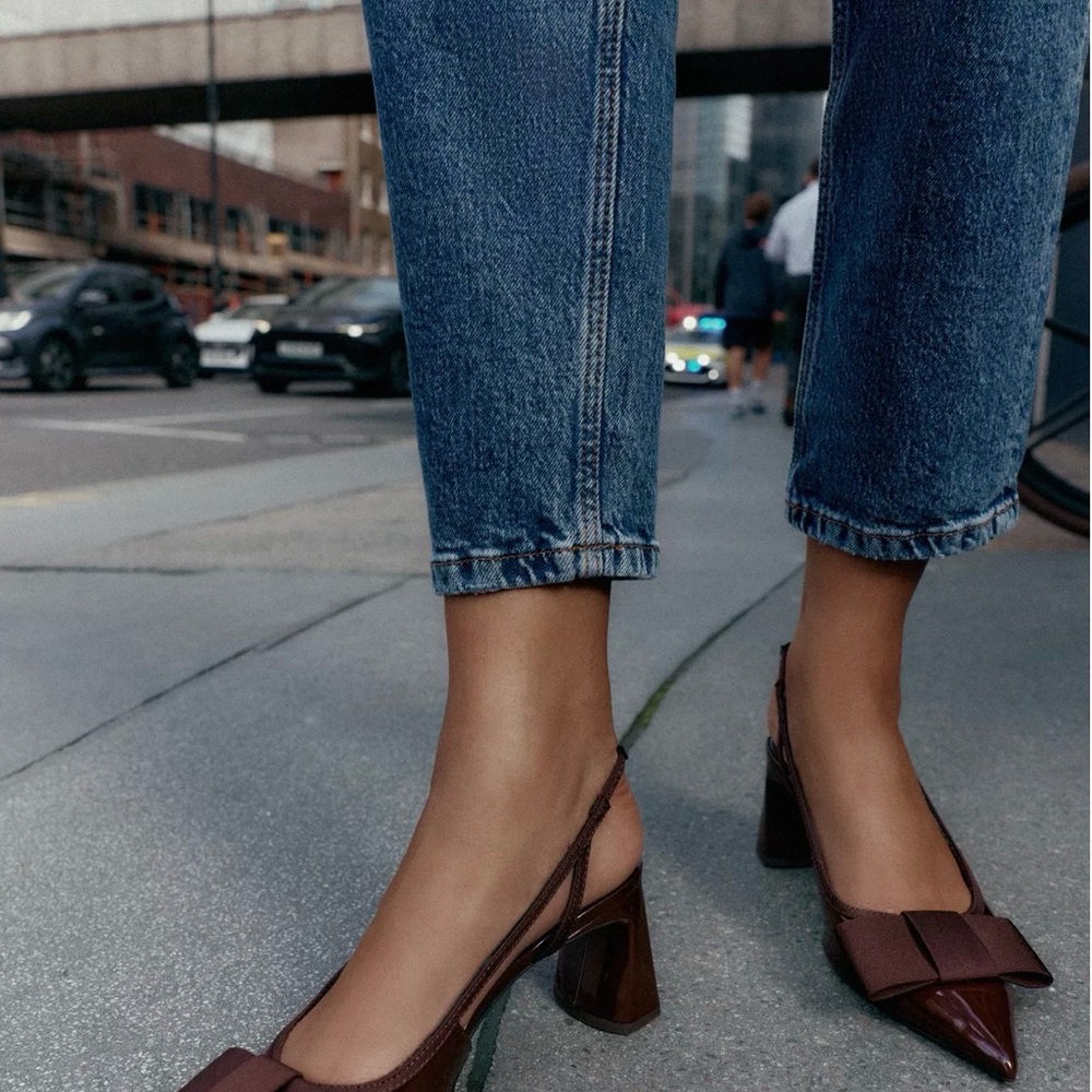 ZARA slingback heeled shoes with bow - Picture 4 of 5